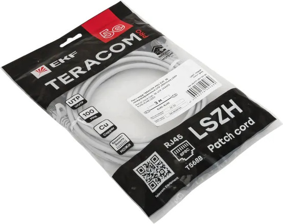 Изображение товара Кабель EKF Teracom Pro TRP-5EUTP-LSH-3M-GY