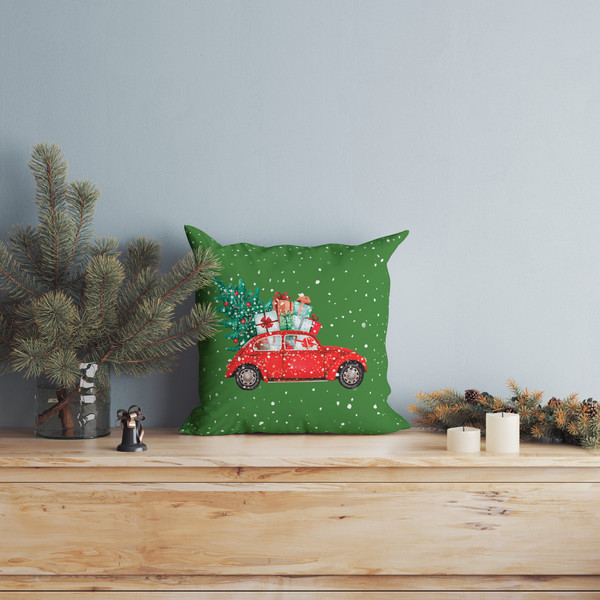 Изображение товара Наволочка декоративная Samsara Home Машинка на зеленом 4040Нг-5