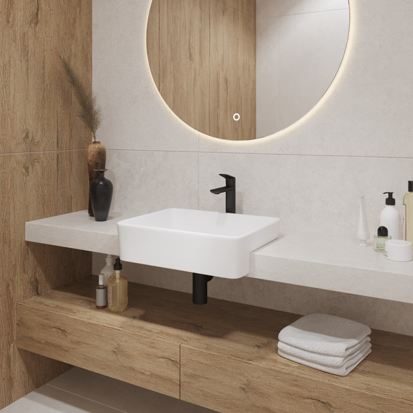 Изображение товара Умывальник Lauter 21675 + клапан 21190W + сифон 21635W (белый матовый)