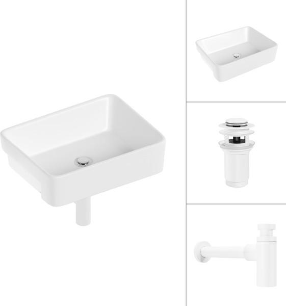Изображение товара Умывальник Lauter 21675 + клапан 21190W + сифон 21635W (белый матовый)