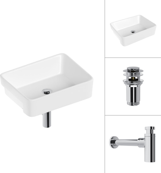 Изображение товара Умывальник Lauter 21675 + клапан 21190CH + сифон 21635CH (хром)