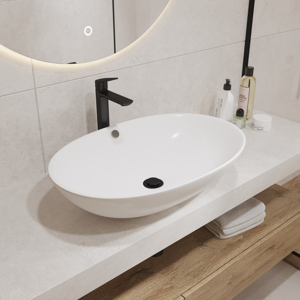Изображение товара Умывальник Lauter 21709 + клапан 21190W + сифон 21635W (белый матовый)