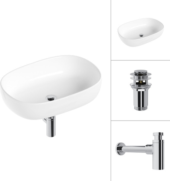 Изображение товара Умывальник Lauter 21836 + клапан 21190CH + сифон 21635CH (хром)