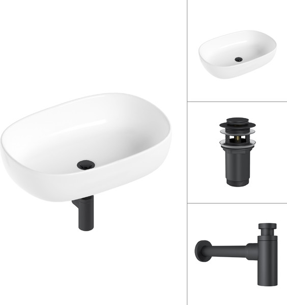 Изображение товара Умывальник Lauter 21836 + клапан 21190B + сифон 21635B (черный матовый)
