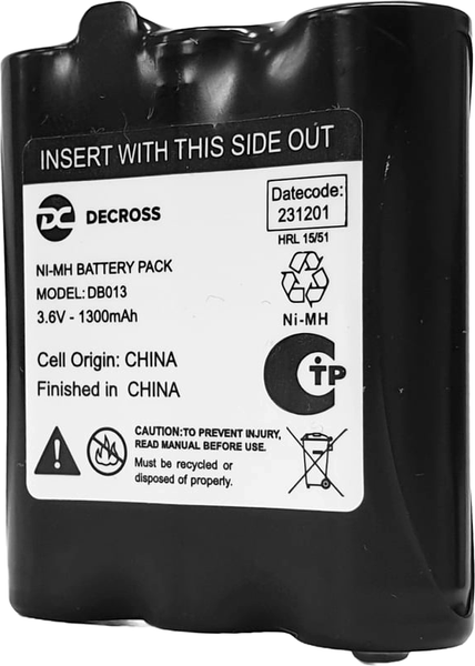 Изображение товара Аккумуляторная батарея для рации Decross NiMH DB013 1300mA / DC0080206001000