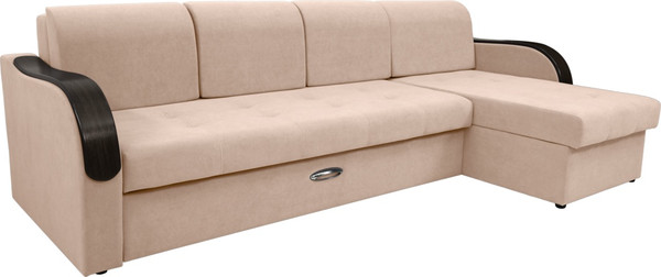 Изображение товара Диван угловой Сириус Лидер-1 c оттоманкой НПБ 300x165 (Eva 33 велюр светло-коричневый)