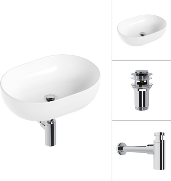 Изображение товара Умывальник Lauter 21836A + клапан 21190CH + сифон 21635CH (хром)