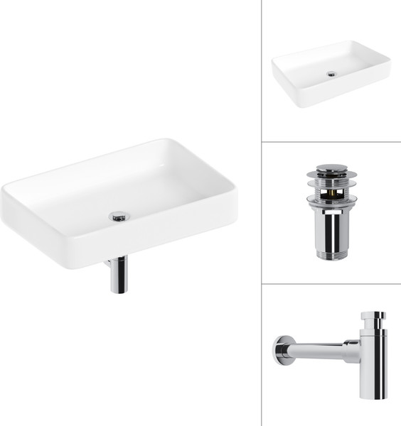 Изображение товара Умывальник Lauter 21842 + клапан 21190CH + сифон 21635CH (хром)