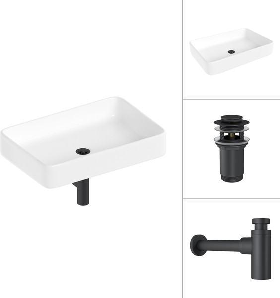 Изображение товара Умывальник Lauter 21842 + клапан 21190B + сифон 21635B (черный матовый)