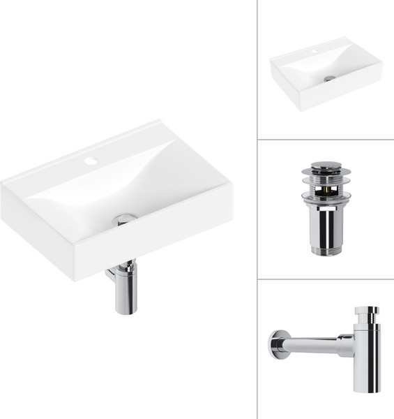 Изображение товара Умывальник Lauter 21887B + клапан 21190CH + сифон 21635CH (хром)
