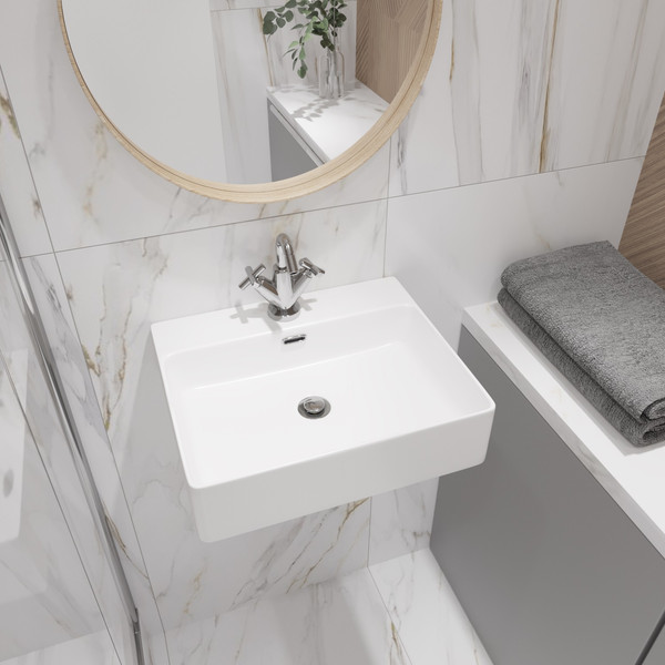 Изображение товара Умывальник Lauter 21478 + клапан 21190W + сифон 21635W (белый матовый)