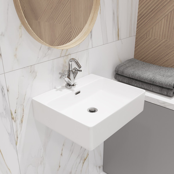 Изображение товара Умывальник Lauter 21478 + клапан 21190W + сифон 21635W (белый матовый)