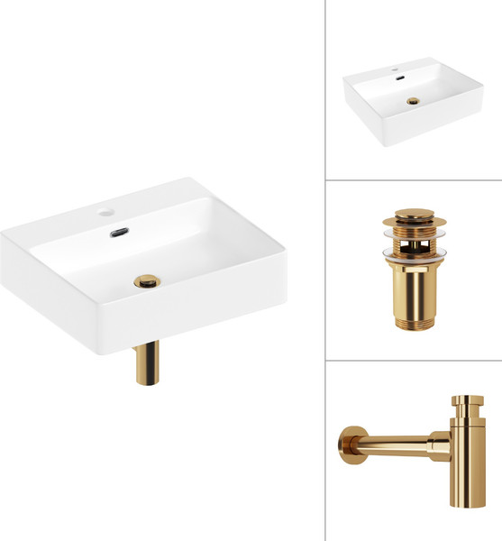 Изображение товара Умывальник Lauter 21478 + клапан 21190G + сифон 21635G (золото)