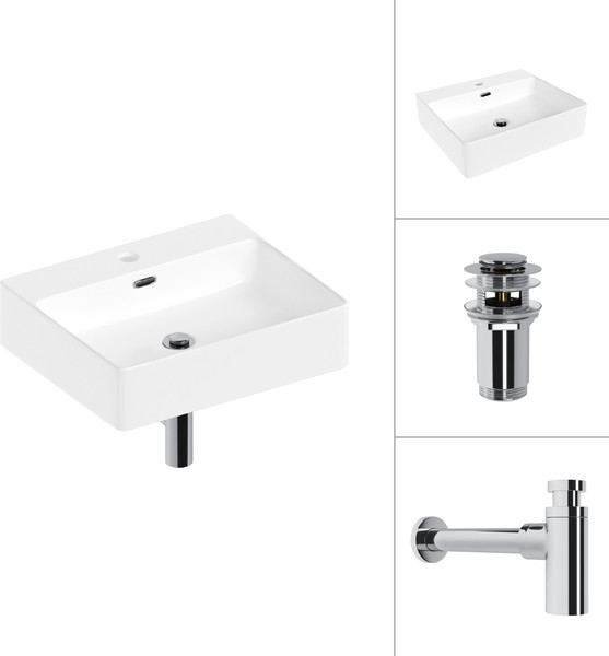 Изображение товара Умывальник Lauter 21478 + клапан 21190CH + сифон 21635CH (хром)