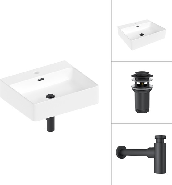 Изображение товара Умывальник Lauter 21478 + клапан 9229832 + сифон 21635B (черный матовый)