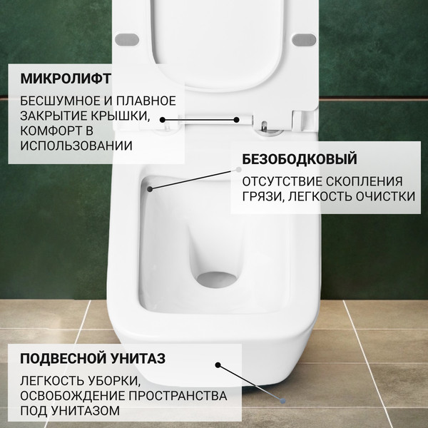 Изображение товара Унитаз подвесной с инсталляцией Saniteco KW-9004W + 525 040000 + L3 040013