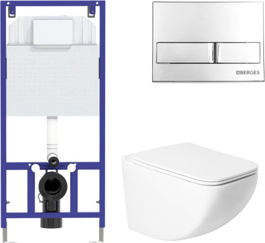 Изображение товара Унитаз подвесной с инсталляцией Saniteco KW-99048 + 525 040000 + L3 040013