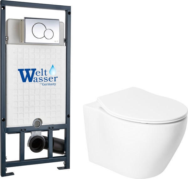 Изображение товара Унитаз подвесной с инсталляцией Saniteco KW-99046 + Marberg 507 + Marberg 507 RD CR