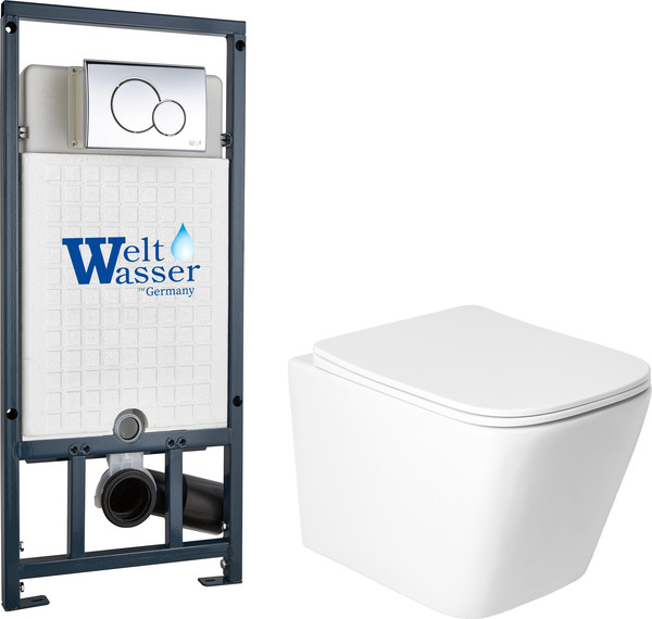 Изображение товара Унитаз подвесной с инсталляцией Saniteco KW-9004WS + Marberg 507 + Marberg 507 RD CR