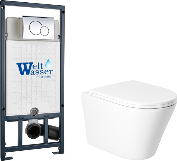 Изображение товара Унитаз подвесной с инсталляцией Saniteco KW-9005W + Marberg 507 + Marberg 507 RD CR