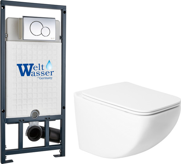 Изображение товара Унитаз подвесной с инсталляцией Saniteco KW-99048 + Marberg 507 + Marberg 507 RD CR