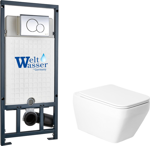 Изображение товара Унитаз подвесной с инсталляцией Saniteco KW-9010W + Marberg 507 + Marberg 507 RD CR