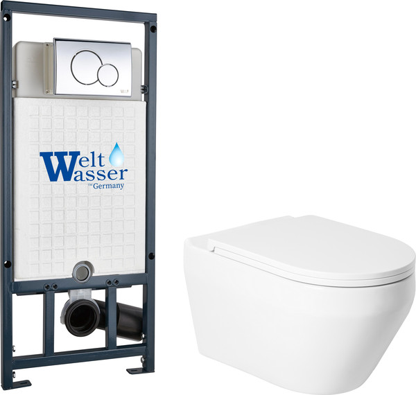 Изображение товара Унитаз подвесной с инсталляцией Saniteco KW-9009W + Marberg 507 + Marberg 507 RD CR