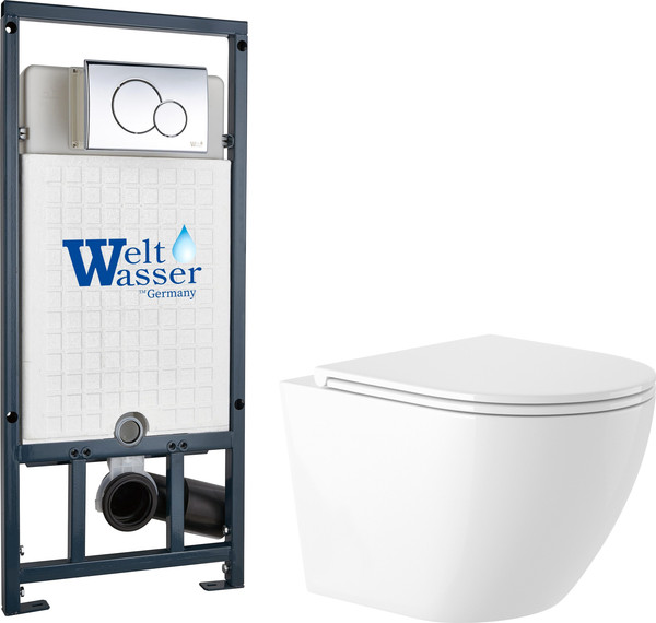 Изображение товара Унитаз подвесной с инсталляцией Saniteco KW-9003W + Marberg 507 + Marberg 507 RD CR