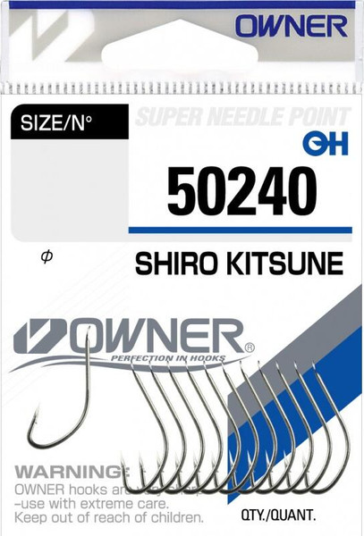 Изображение товара Набор крючков рыболовных Owner Shiro Kitsune nickel №10 / 50240-10 (15шт)