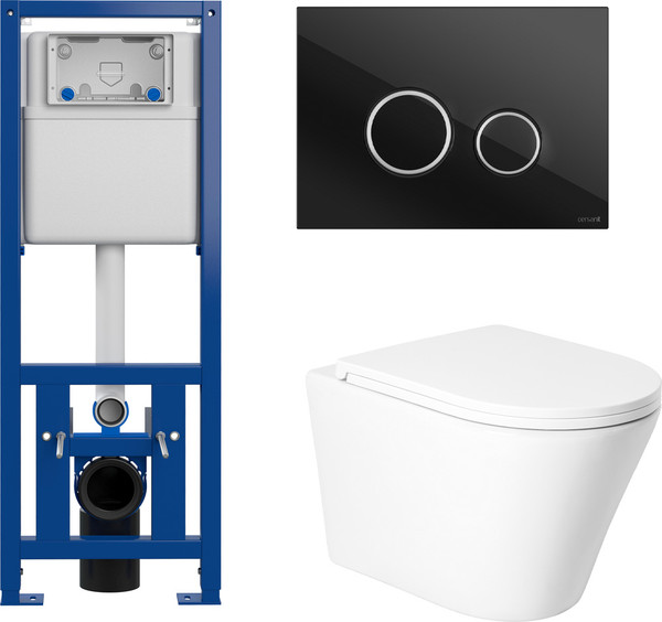 Изображение товара Унитаз подвесной с инсталляцией Saniteco KW-9005W + 64117 + S-IN-MZ-LINK_PRO