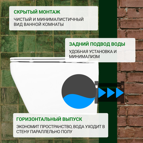 Изображение товара Унитаз подвесной с инсталляцией Saniteco KW-9010W + 64117 + S-IN-MZ-LINK_PRO