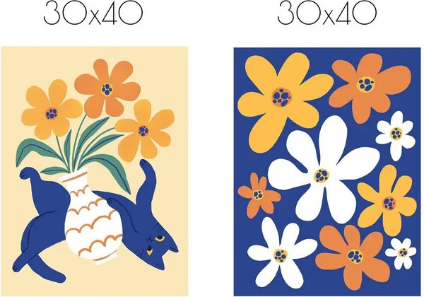 Изображение товара Постеры Citydecor Кот и ваза 3 (2шт, 30x40)