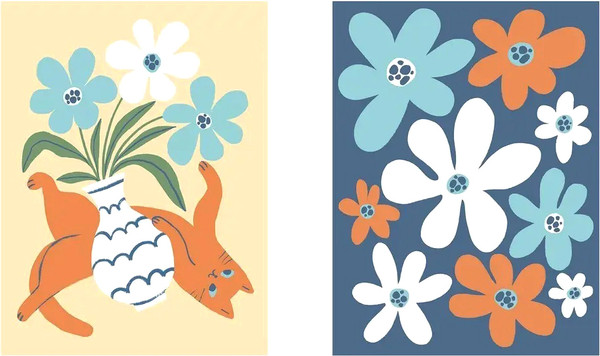 Изображение товара Постеры Citydecor Кот и ваза 4 (2шт, 30x40)