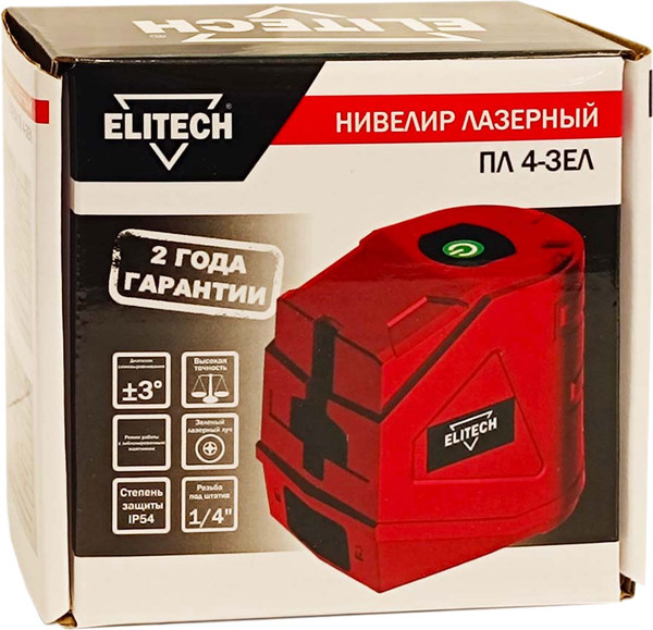 Изображение товара Лазерный уровень Elitech ПЛ 4-ЗЕЛ  / 204853