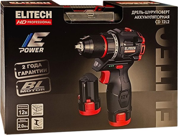 Изображение товара Аккумуляторная дрель-шуруповерт Elitech CD 12L2 / 205713