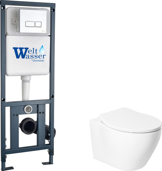 Изображение товара Унитаз подвесной с инсталляцией Saniteco KW-99046 + Marberg 410 SE CR + Marberg 410