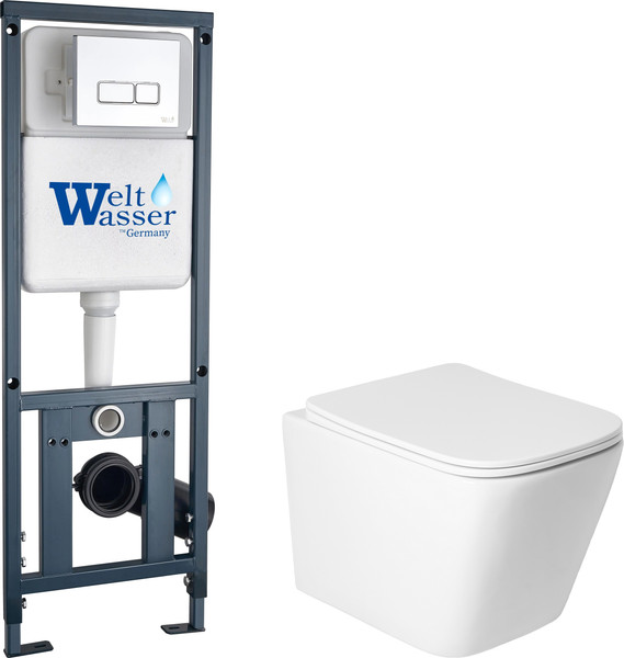 Изображение товара Унитаз подвесной с инсталляцией Saniteco KW-9004WS + Marberg 410 SE CR + Marberg 410