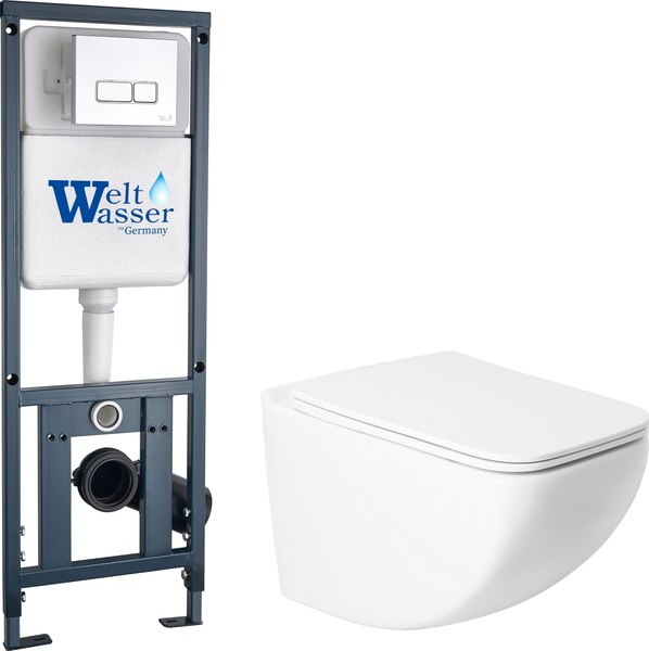 Изображение товара Унитаз подвесной с инсталляцией Saniteco KW-99048 + Marberg 410 SE CR + Marberg 410