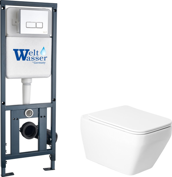 Изображение товара Унитаз подвесной с инсталляцией Saniteco KW-9010W + Marberg 410 SE CR + Marberg 410