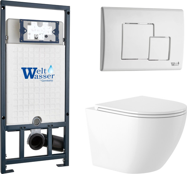 Изображение товара Унитаз подвесной с инсталляцией Saniteco KW-9003W + Marberg 507 SE GL-WT + Marberg 507