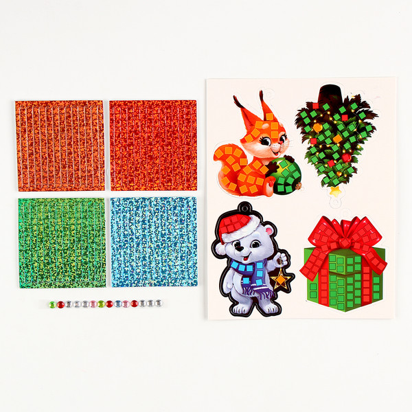 Изображение товара Набор для творчества Школа талантов Аппликация стикерами Новогоднии игрушки / 10515701