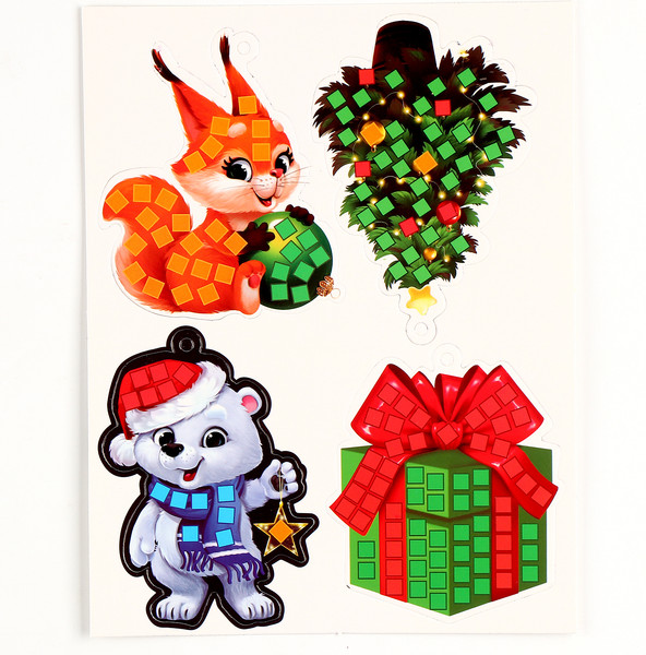 Изображение товара Набор для творчества Школа талантов Аппликация стикерами Новогоднии игрушки / 10515701