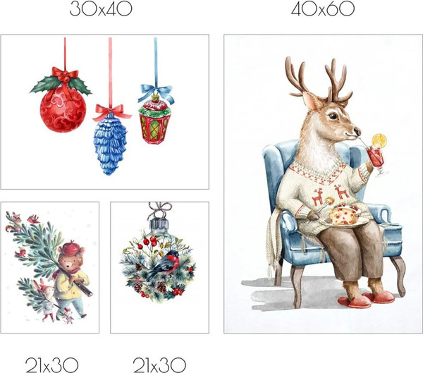 Изображение товара Постеры Citydecor New Year 4 (4шт)