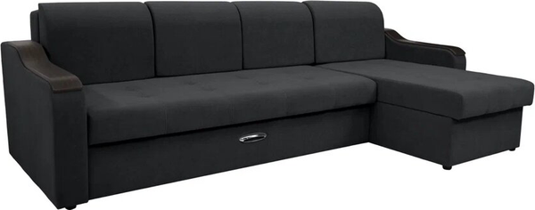 Изображение товара Диван угловой Сириус Лидер-3 с оттоманкой ППУ 300x165 (Eva 11 велюр черный)