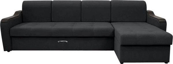 Изображение товара Диван угловой Сириус Лидер-3 с оттоманкой ППУ 300x165 (Eva 11 велюр черный)