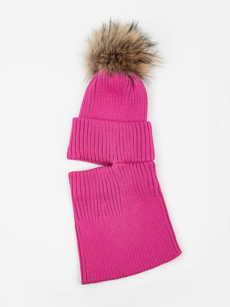 Изображение товара Шапочка для малышей Amarobaby Pure Love Pompon / AB-OD24-PLPO16/25-52 (фуксия, р.52-54)