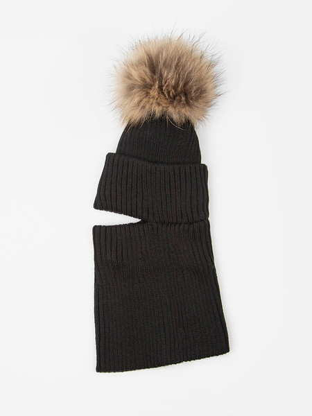 Изображение товара Шапочка для малышей Amarobaby Pure Love Pompon / AB-OD24-PLPO16/09-50 (черный, р.50-52)