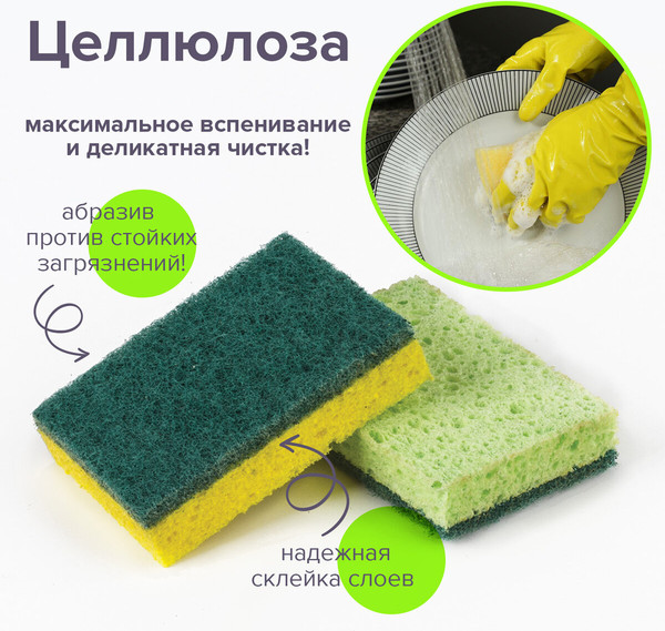 Изображение товара Набор губок хозяйственных Laima 605487 (2шт)