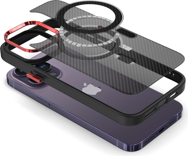 Изображение товара Чехол-накладка Bingo Metal Magnetic Carbon для Apple iPhone 15 (красный)