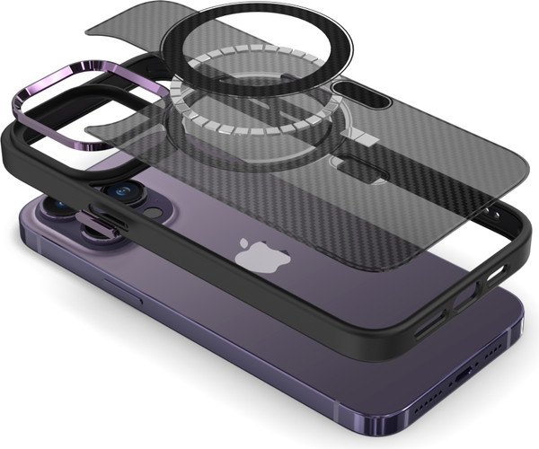 Изображение товара Чехол-накладка Bingo Metal Magnetic Carbon для Apple iPhone 15 (фиолетовый)